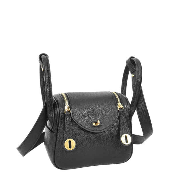 House Of Leather Womens Faux Leather Mini Shoulder Bag Celeste Black