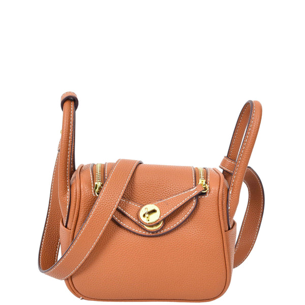 house of leather Womens Faux Leather Mini Shoulder Bag Celeste Brown