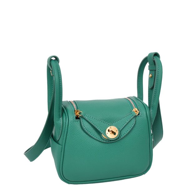 House Of Leather Womens Faux Leather Mini Shoulder Bag Celeste Green