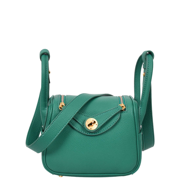 house of leather Womens Faux Leather Mini Shoulder Bag Celeste Green