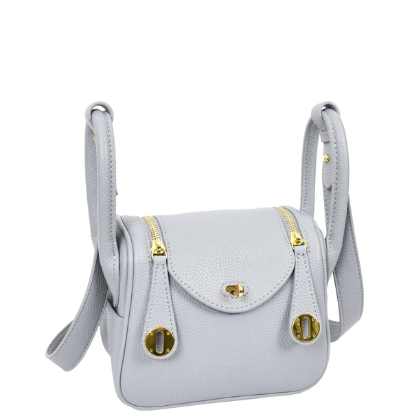 House Of Leather Womens Faux Leather Mini Shoulder Bag Celeste Sky Blue