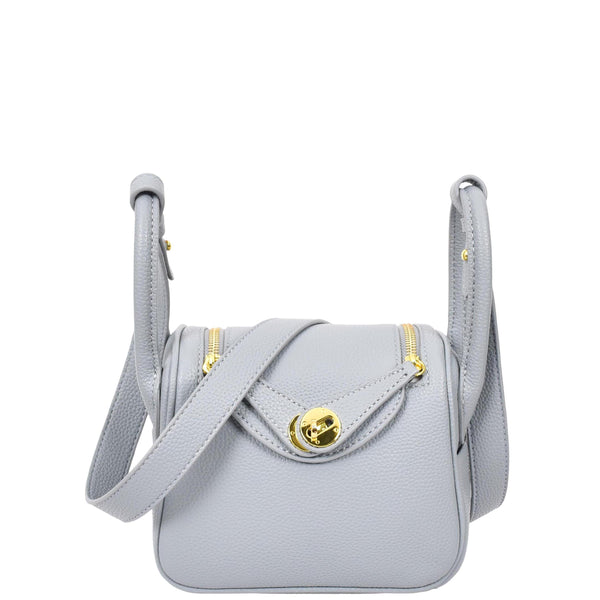 house of leather Womens Faux Leather Mini Shoulder Bag Celeste Sky Blue