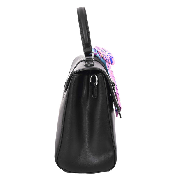 House Of Leather Womens Faux Leather Satchel Style Handbag Harper Black