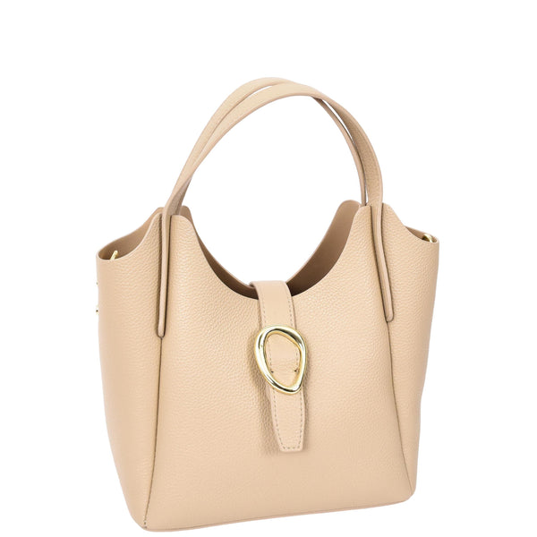 House Of Leather Womens Faux Leather Small Handbag Jasmine Beige