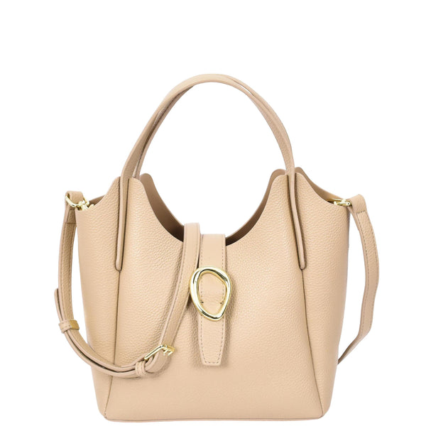 house of leather Womens Faux Leather Small Handbag Jasmine Beige