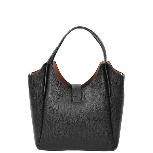 House Of Leather Womens Faux Leather Small Handbag Jasmine Black