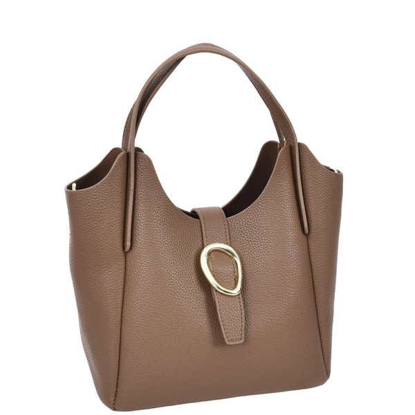 House Of Leather Womens Faux Leather Small Handbag Jasmine Brown