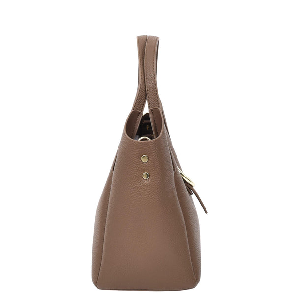 House Of Leather Womens Faux Leather Small Handbag Jasmine Brown