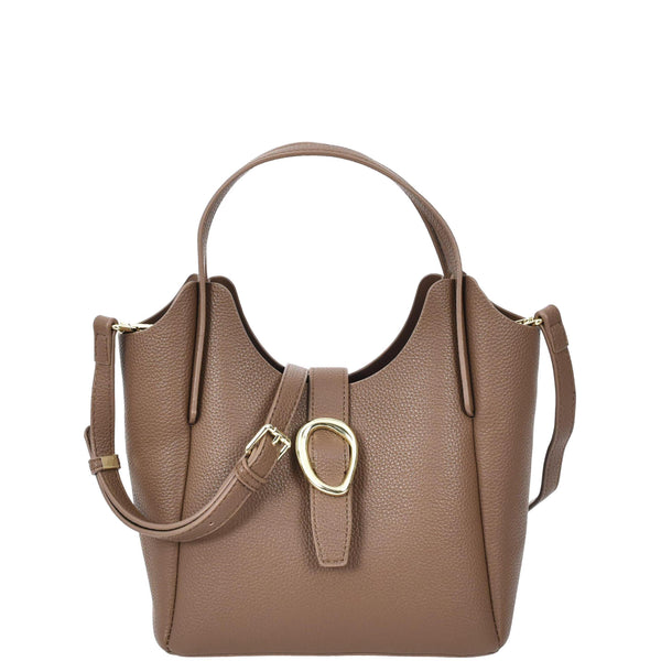 house of leather Womens Faux Leather Small Handbag Jasmine Brown