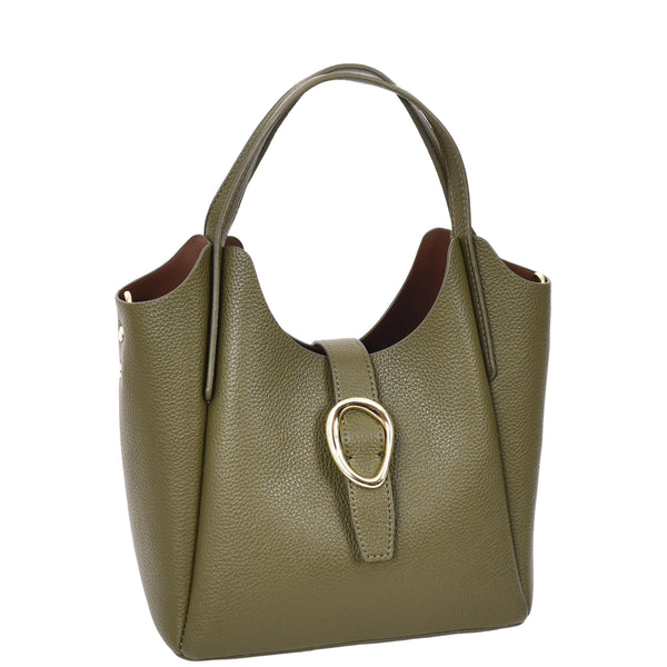 House Of Leather Womens Faux Leather Small Handbag Jasmine Olive