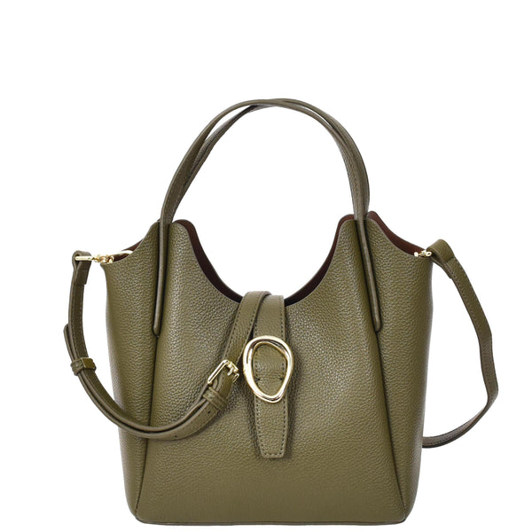 house of leather Womens Faux Leather Small Handbag Jasmine Olive