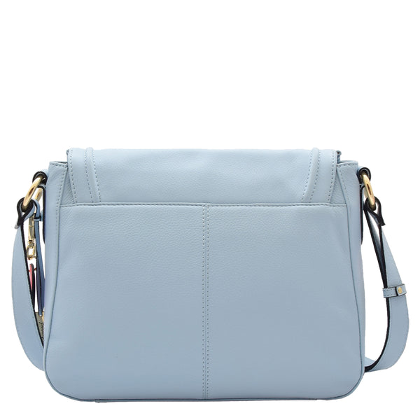 House Of Leather Womens Genuine Leather Crossbody Bag Work Casual Trendy Design Handbag Marielia Sky Blue