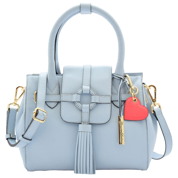 house of leather Womens Genuine Leather Organiser Shoulder Hobo Handbag Dress Bag Apolline Sky Blue