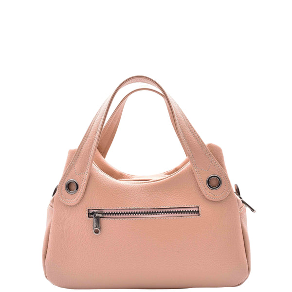 House Of Leather Womens Grained Leather Shoulder Bag Zip Small Size Handbag Daisy Rose