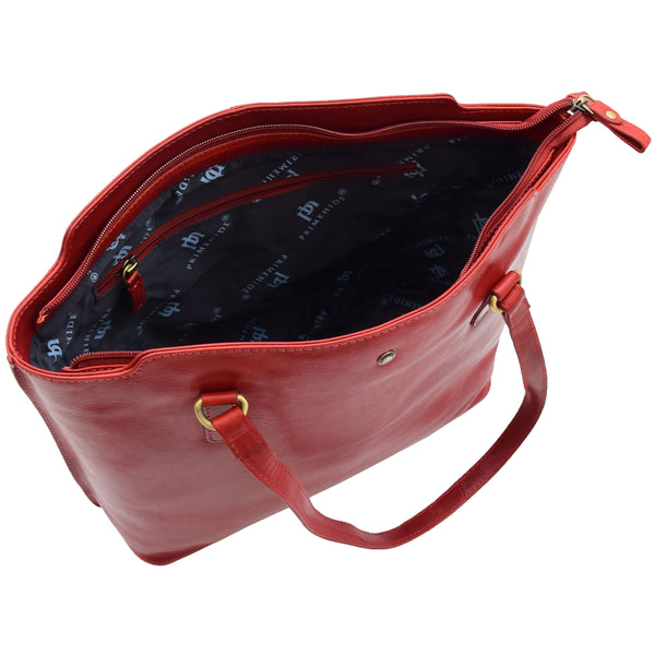 House Of Leather Womens Large Casual Real Leather Shoulder Handbag Greenland Bordeaux