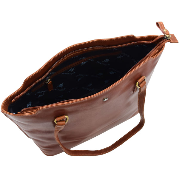 House Of Leather Womens Large Casual Real Leather Shoulder Handbag Greenland Chestnut