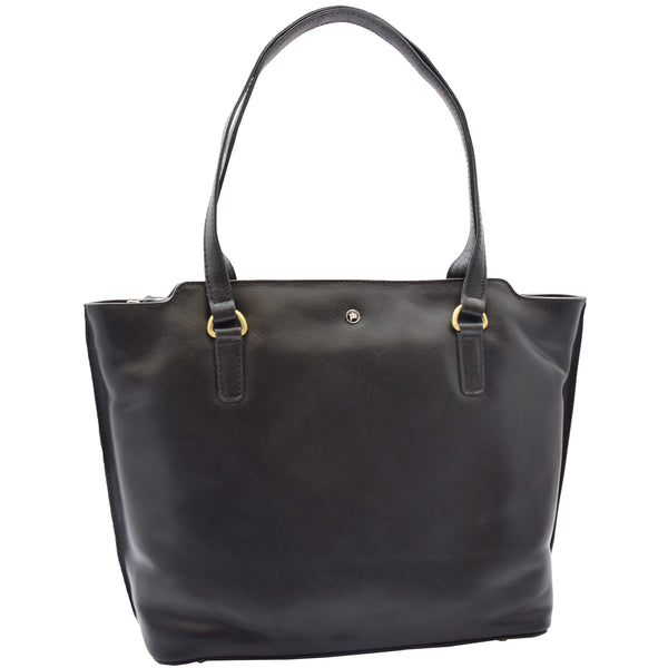 House Of Leather Womens Large Casual Real Leather Shoulder Handbag Greenland Black