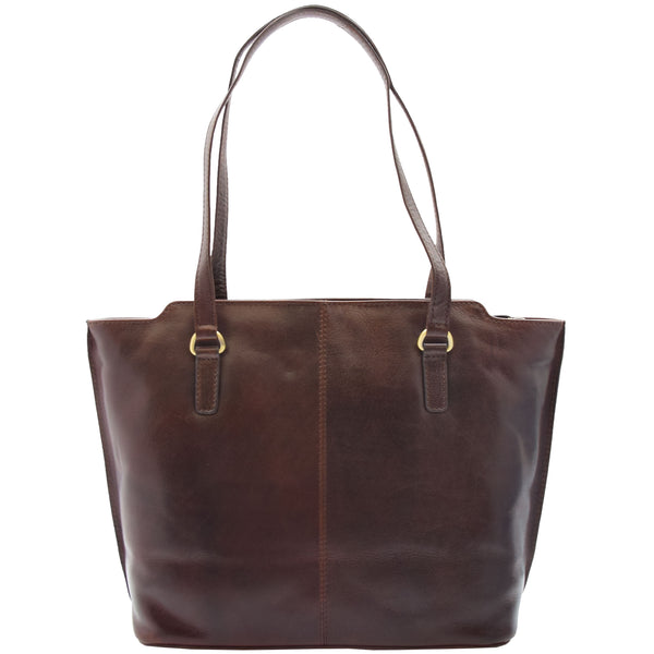 House Of Leather Womens Large Casual Real Leather Shoulder Handbag Greenland Brown