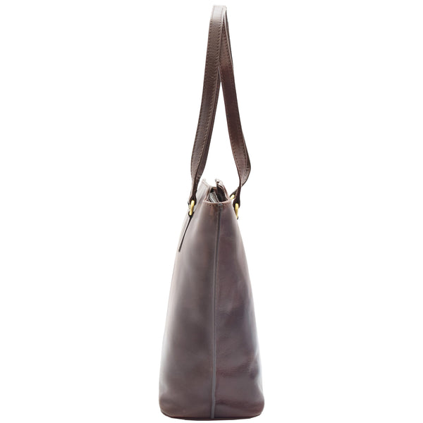 House Of Leather Womens Large Casual Real Leather Shoulder Handbag Greenland Brown