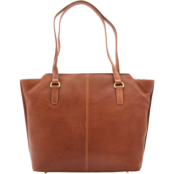 House Of Leather Womens Large Casual Real Leather Shoulder Handbag Greenland Chestnut