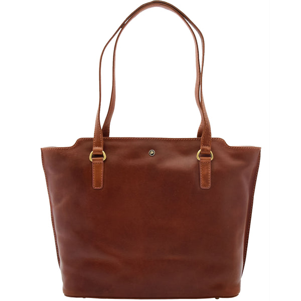 house of leather Womens Large Casual Real Leather Shoulder Handbag Greenland Chestnut