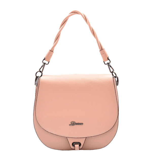 house of leather Womens Large Satchel Cross Body Leather Bag Zip Strap Alicia Rose