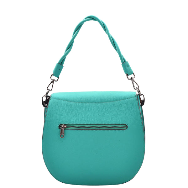 House Of Leather Womens Large Satchel Cross Body Leather Bag Zip Strap Alicia Green