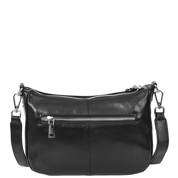 House Of Leather Womens Leather 2-in-1 Cross Body Handbag Aurora Black