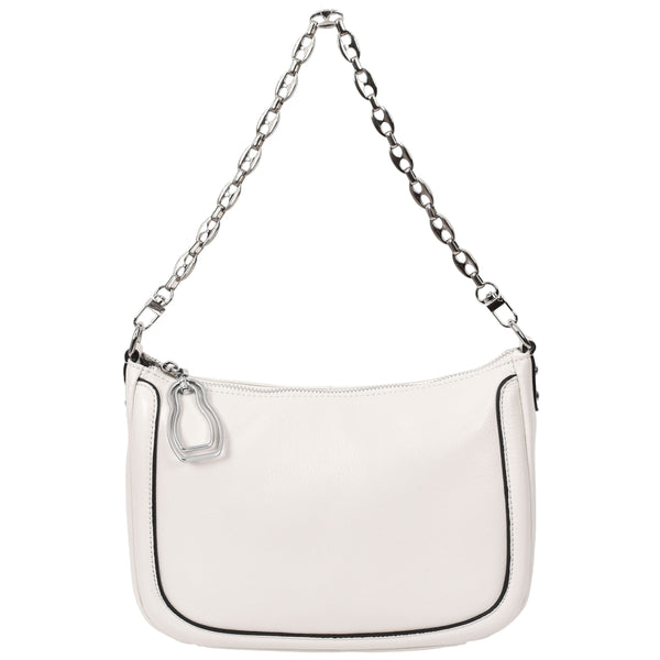 House Of Leather Womens Leather 2-in-1 Cross Body Handbag Aurora White