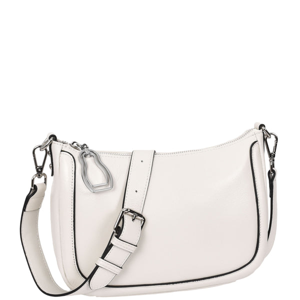 House Of Leather Womens Leather 2-in-1 Cross Body Handbag Aurora White