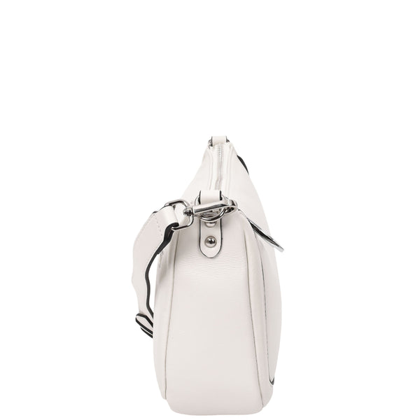 House Of Leather Womens Leather 2-in-1 Cross Body Handbag Aurora White