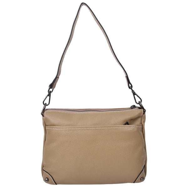 House Of Leather Womens Leather 2-in-1 Cross Body Shoulder Bag Olivia Beige