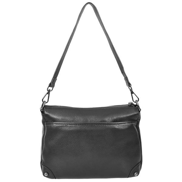 House Of Leather Womens Leather 2-in-1 Cross Body Shoulder Bag Olivia Black