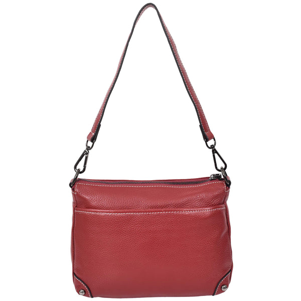 House Of Leather Womens Leather 2-in-1 Cross Body Shoulder Bag Olivia Red