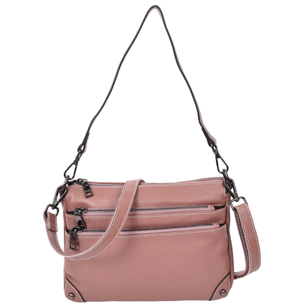 house of leather Womens Leather 2-in-1 Cross Body Shoulder Bag Olivia Rose