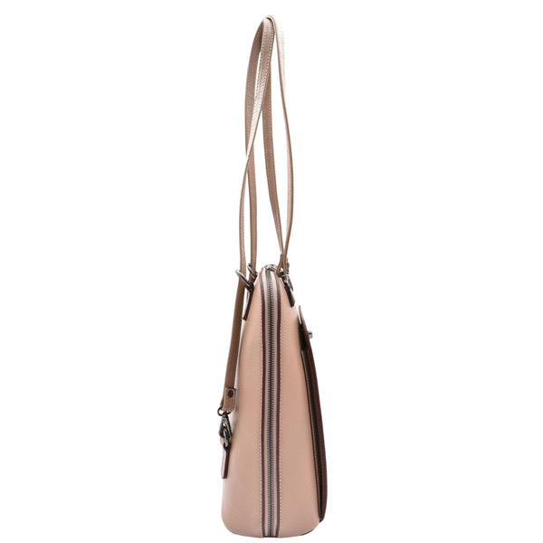 House Of Leather Womens Leather Backpack Mid Size Shoulder Bag Fern Taupe