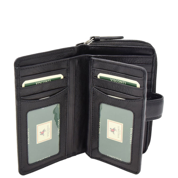 House Of Leather Womens Leather Booklet Style Purse Dublin Black