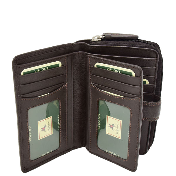 House Of Leather Womens Leather Booklet Style Purse Dublin Brown