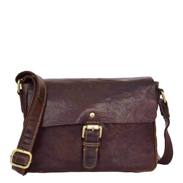 House Of Leather Womens Leather Classic Cross Body Shoulder Bag Hazel Brown