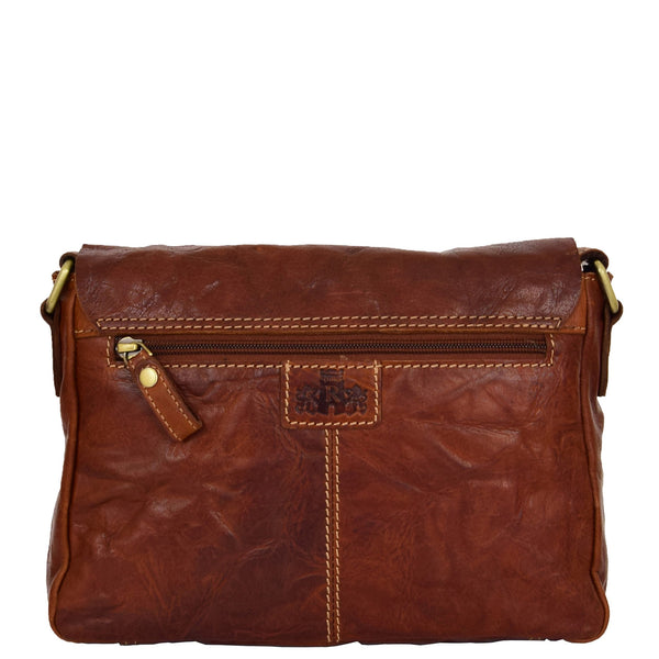 House Of Leather Womens Leather Classic Cross Body Shoulder Bag Hazel Cognac