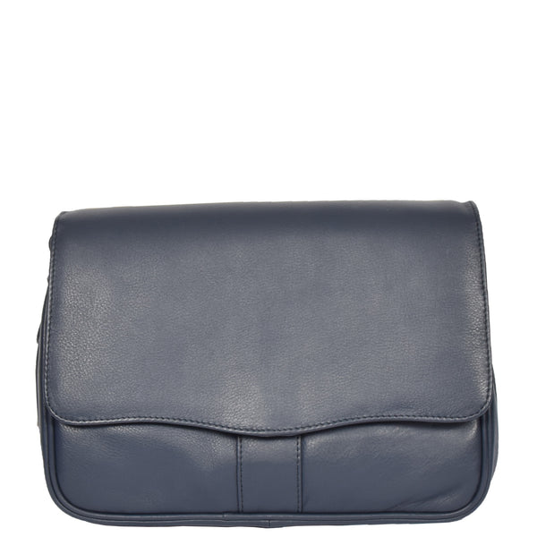 House Of Leather Womens Leather Classic Organiser Bag Matilda Blue