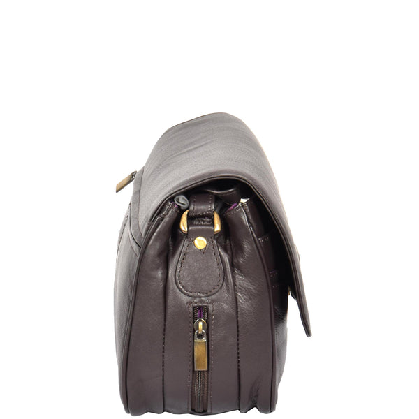 House Of Leather Womens Leather Classic Organiser Bag Matilda Brown