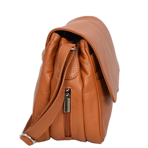 House Of Leather Womens Leather Classic Organiser Bag Matilda Cognac