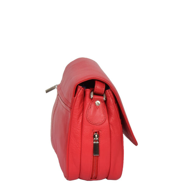 House Of Leather Womens Leather Classic Organiser Bag Matilda Red