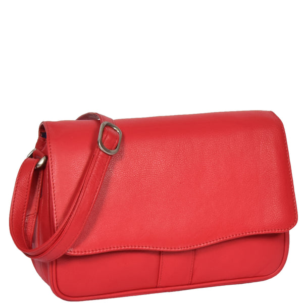 house of leather Womens Leather Classic Organiser Bag Matilda Red