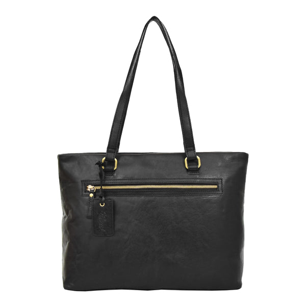House Of Leather Womens Leather Classic Shopper Bag Lima Black