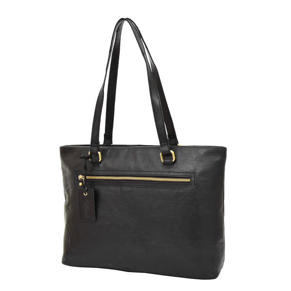 House Of Leather Womens Leather Classic Shopper Bag Lima Black