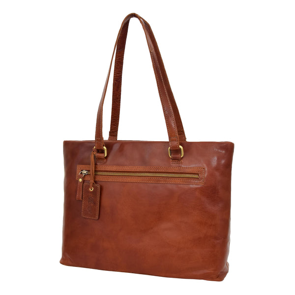 House Of Leather Womens Leather Classic Shopper Bag Lima Tan