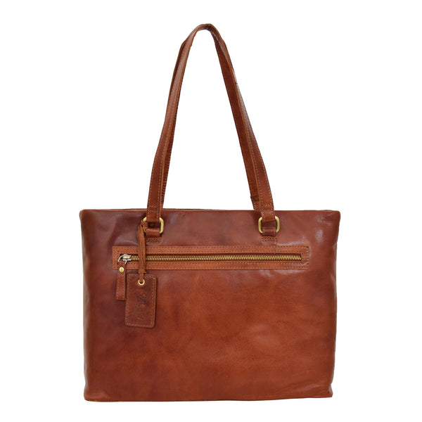 House Of Leather Womens Leather Classic Shopper Bag Lima Tan