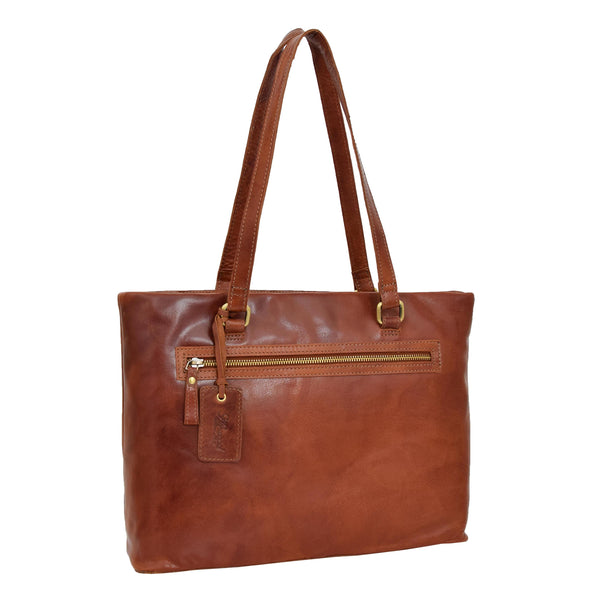 house of leather Womens Leather Classic Shopper Bag Lima Tan